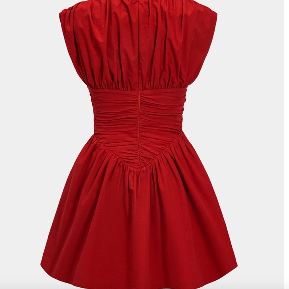NWT Micas -Solid Ruched Mini Dress - Red - Picture 2 of 6